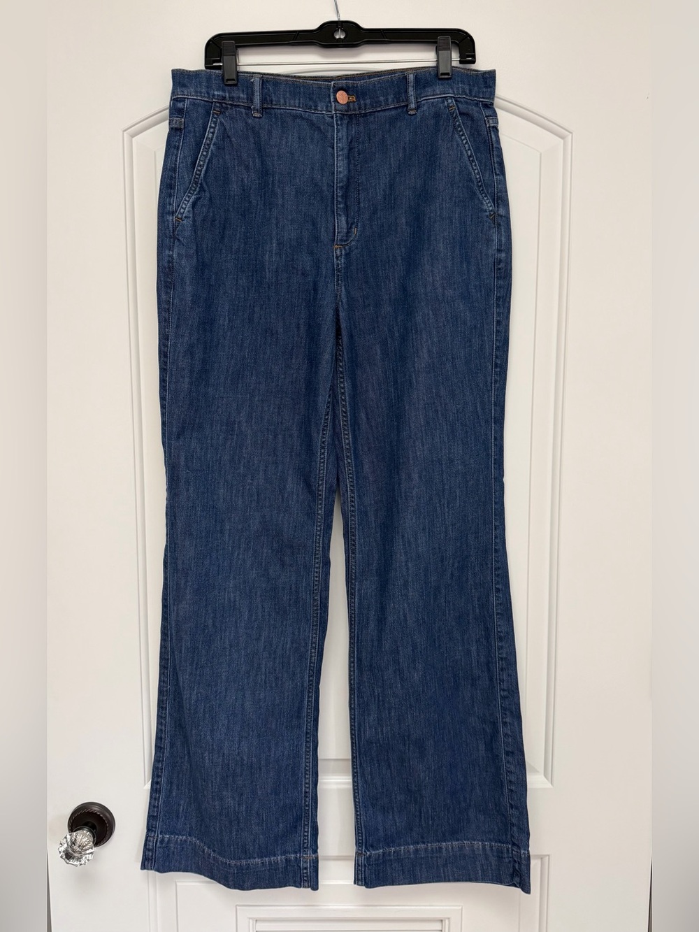 J.Crew Factory Denim Trouser Pant in Coastal Navy Wash Size 30 Tall VGUC - Picture 2 of 6